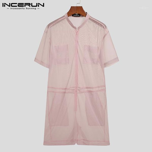 men's shorts 2021 men rompers homewear mesh see through short sleeve zipper jumpsuits solid vacation pockets overalls 5xl incerun, White;black
men's shorts 2021 men rompers homewear mesh see through short sleeve zipper jumpsuits solid vacation pockets overalls 5xl incerun, White;black