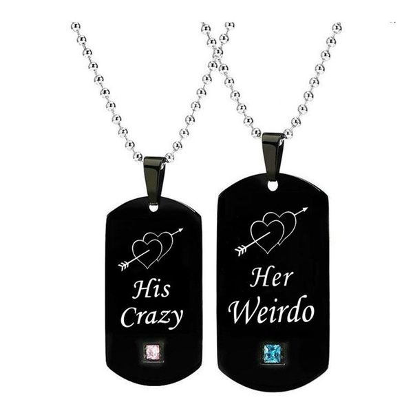 pendant necklaces black engraved dog tag necklace stainless steel for couples with ball chain blue zircon punk valentine's day, Silver
pendant necklaces black engraved dog tag necklace stainless steel for couples with ball chain blue zircon punk valentine's day, Silver