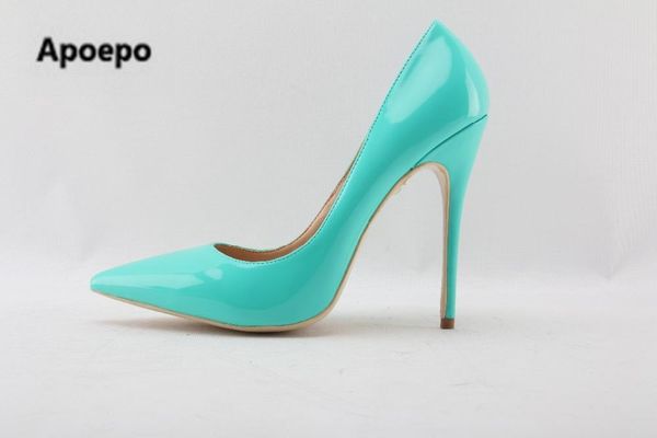 dress shoes est brand women blue patent leather pumps pointed toe high heels drop plus size, Black
dress shoes est brand women blue patent leather pumps pointed toe high heels drop plus size, Black