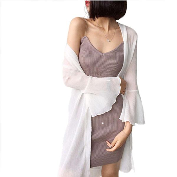women's blouses & shirts long chiffon kimono cardigan flare sleeves blusa feminina women casual solid thin summer loose, White
women's blouses & shirts long chiffon kimono cardigan flare sleeves blusa feminina women casual solid thin summer loose, White