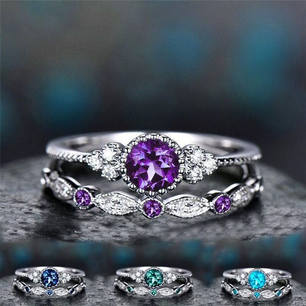 wedding rings 2 pcs/set round purple/green/blue/dark blue cz thin set for woman charm party finger jewelry girl gift drop, Slivery;golden
wedding rings 2 pcs/set round purple/green/blue/dark blue cz thin set for woman charm party finger jewelry girl gift drop, Slivery;golden