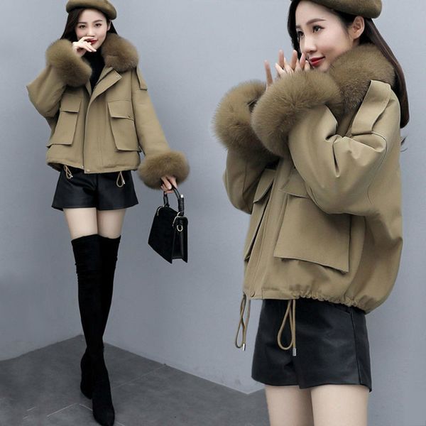 2021 new women winter natural fox fur collar cotton padded coat female thick warm short jacket parkas casual loose outerwear l79386nf, Black
2021 new women winter natural fox fur collar cotton padded coat female thick warm short jacket parkas casual loose outerwear l79386nf, Black