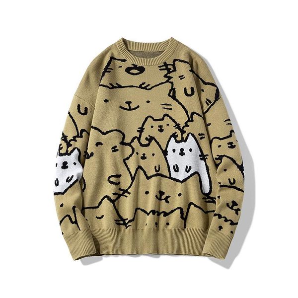 men's sweaters autumn anime knitted sweater oversized retro harajuku turtleneck loose vintage cartoon cute cotton pullover men clothing, White;black
men's sweaters autumn anime knitted sweater oversized retro harajuku turtleneck loose vintage cartoon cute cotton pullover men clothing, White;black
