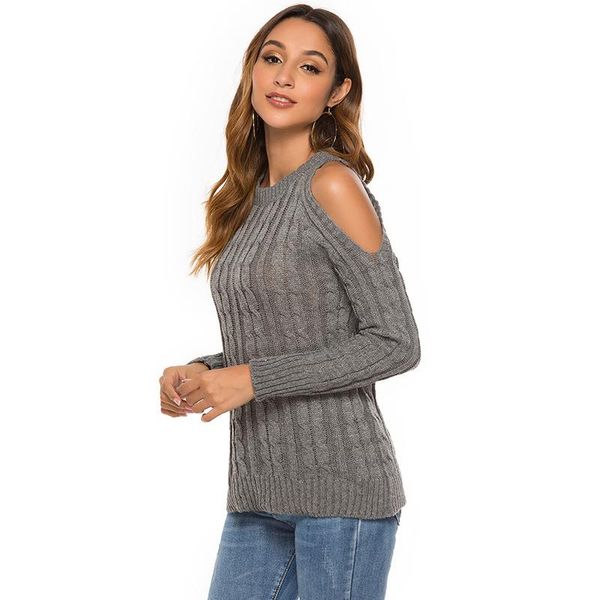 women's sweaters acrylic slim women knitwear trendy fashion off shoulder solid gray womens outwear sweater 2021 autumn winter ladies, White;black
women's sweaters acrylic slim women knitwear trendy fashion off shoulder solid gray womens outwear sweater 2021 autumn winter ladies, White;black