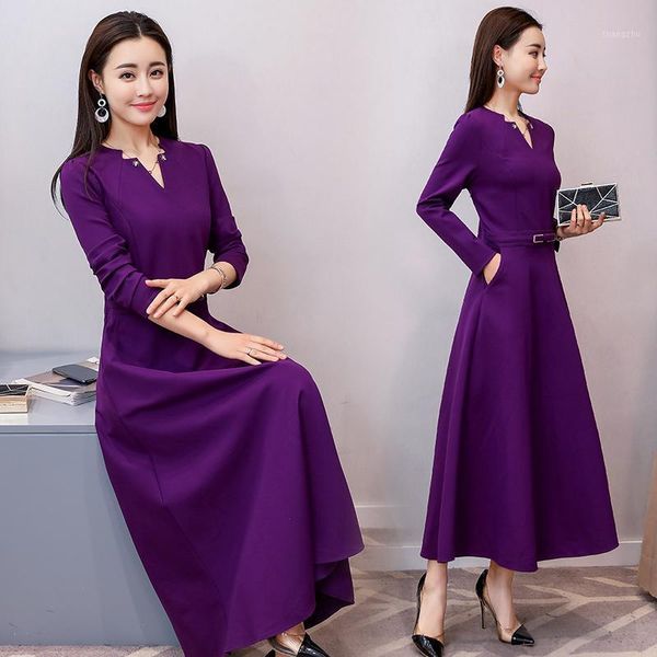 casual dresses spring elegant women purple v neck pleated dress fashion vintage bandage long sleeve party vestidos, Black;gray
casual dresses spring elegant women purple v neck pleated dress fashion vintage bandage long sleeve party vestidos, Black;gray