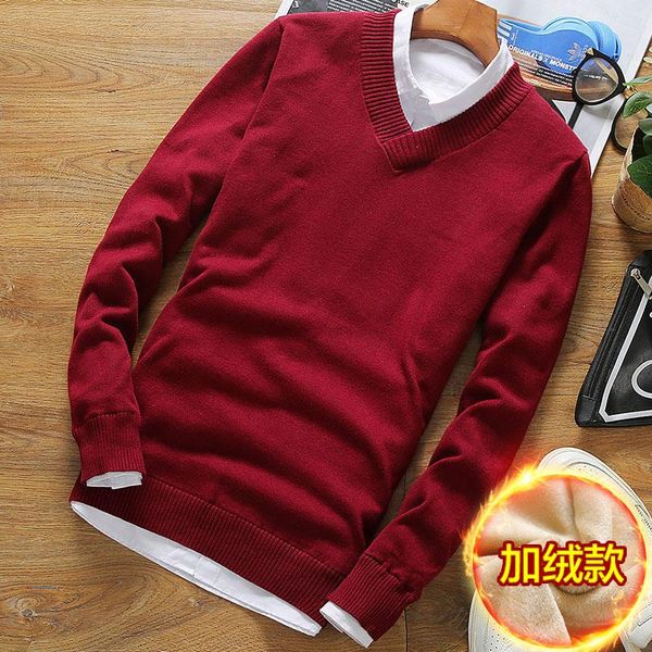 pure cotton knitted sweater 2021 winter new men's slim korean v neck sweater solid color base shirt plush, White;black
pure cotton knitted sweater 2021 winter new men's slim korean v neck sweater solid color base shirt plush, White;black