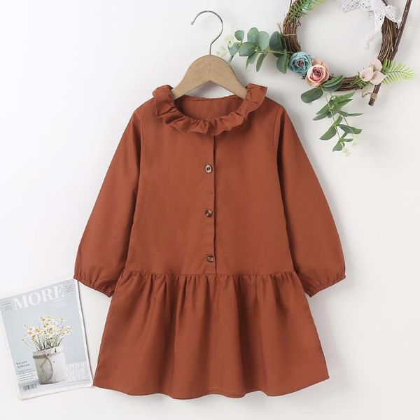 girl's dresses winter 2021 arrivals girls dress long sleeve o neck ruffles single breasted brown solid streetwear vestidos 18m-6t, Red;yellow
girl's dresses winter 2021 arrivals girls dress long sleeve o neck ruffles single breasted brown solid streetwear vestidos 18m-6t, Red;yellow