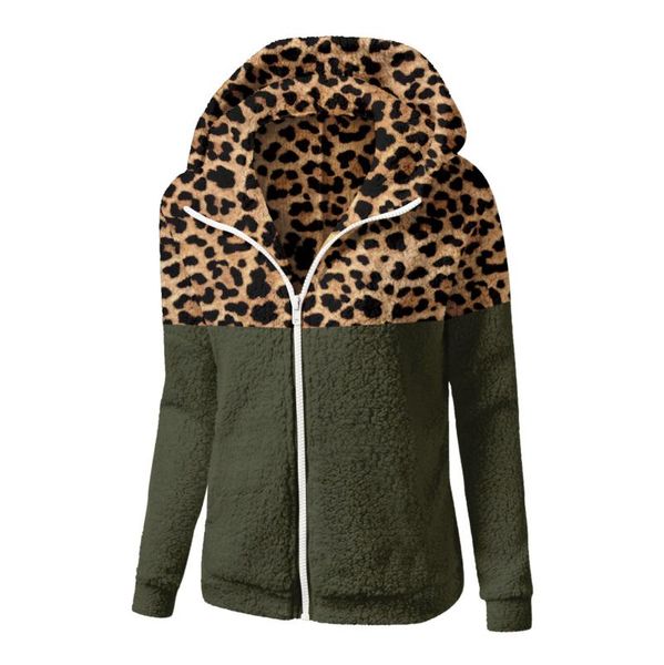 women's jackets leopard patchwork women autumn winter hooded coat fluffy plush jacket female stitching casual zipper outwear, Black;brown 
women's jackets leopard patchwork women autumn winter hooded coat fluffy plush jacket female stitching casual zipper outwear, Black;brown