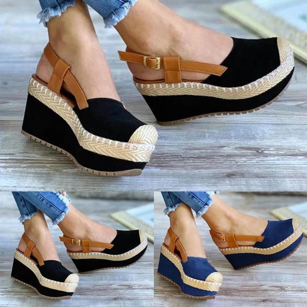 sandals women's fashion straw shoes casual baotou buckle strap summer large wedge beach ladies plus size mujer, Black
sandals women's fashion straw shoes casual baotou buckle strap summer large wedge beach ladies plus size mujer, Black