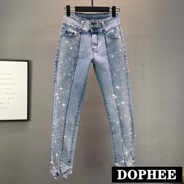 women's jeans skinny women 2021 spring european slim irregular denim pants drilling pencil lady's stretch trousers, Blue
women's jeans skinny women 2021 spring european slim irregular denim pants drilling pencil lady's stretch trousers, Blue
