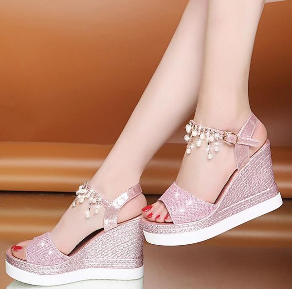 dress shoes women's high-heeled european and american fashion wedge-heel roman sandals platform rhinestone beaded casual flat, Black
dress shoes women's high-heeled european and american fashion wedge-heel roman sandals platform rhinestone beaded casual flat, Black