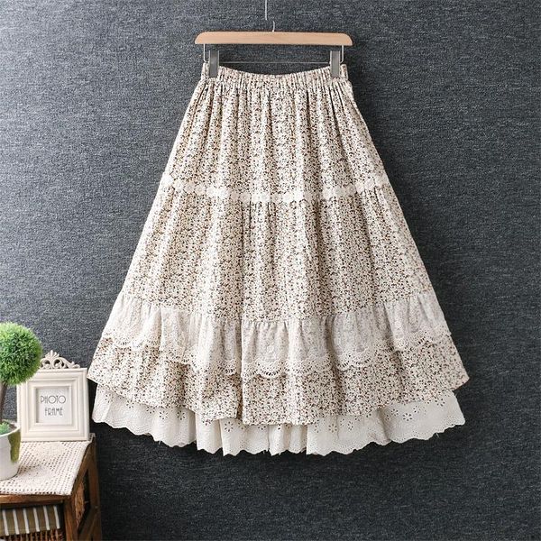 spring new women's sweet little fresh elastic waist lace cotton and linen flower skirt wide skirts, Black
spring new women's sweet little fresh elastic waist lace cotton and linen flower skirt wide skirts, Black