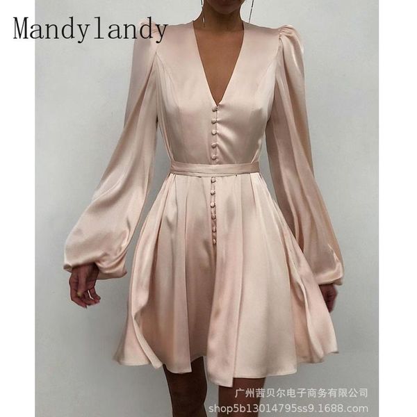 casual dresses mandylandy dress summer lantern sleeve v-neck lace-up high waist pleated women's solid slim single-breasted, Black;gray
casual dresses mandylandy dress summer lantern sleeve v-neck lace-up high waist pleated women's solid slim single-breasted, Black;gray
