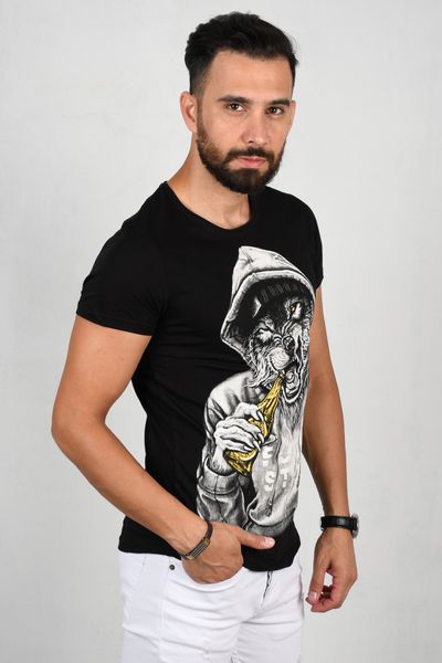 men 's black t-shirt 100 cotton wolf fit lycra short slim gym street wear spring summer 2002003 vnnv, White;black
men 's black t-shirt 100 cotton wolf fit lycra short slim gym street wear spring summer 2002003 vnnv, White;black