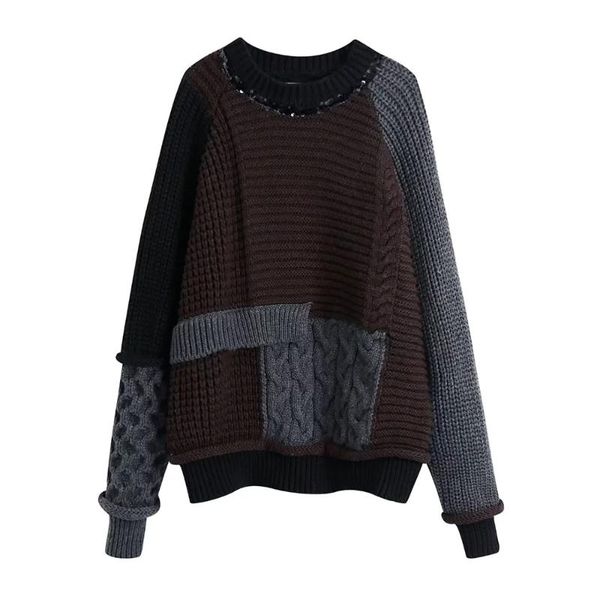 women's sweaters xikom autumn patchwork women and pullovers long sleeve oversized for casual knitted, White;black
women's sweaters xikom autumn patchwork women and pullovers long sleeve oversized for casual knitted, White;black