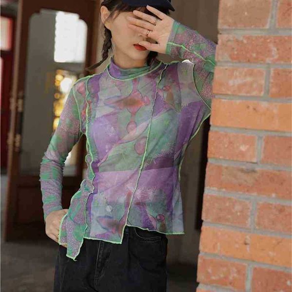 women's knits & tees aesthetic crewneck long sleeve mesh purple green blouse women see through patchwork designer fashion 5zjh, White
women's knits & tees aesthetic crewneck long sleeve mesh purple green blouse women see through patchwork designer fashion 5zjh, White