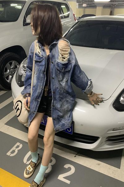 women's jackets 2021 spring autumn denim jacket tide fashion brim loose long hole leakage shoulder cowboy outerwear coat female persona, Black;brown
women's jackets 2021 spring autumn denim jacket tide fashion brim loose long hole leakage shoulder cowboy outerwear coat female persona, Black;brown