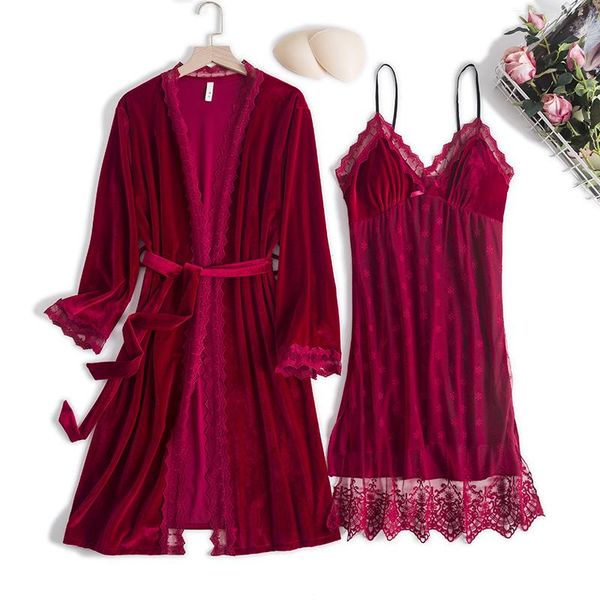 women's sleepwear bridal wedding robe suit with lace femme kimono bath gown velour 2pcs bathrobe&suspender nightgown set casual intimat, Black;red
women's sleepwear bridal wedding robe suit with lace femme kimono bath gown velour 2pcs bathrobe&suspender nightgown set casual intimat, Black;red