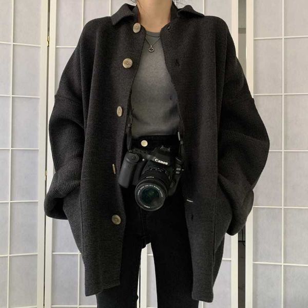 autumn cardigan women sweater pure color loose lapel collar long sleeve winter fashion coats 210601, White
autumn cardigan women sweater pure color loose lapel collar long sleeve winter fashion coats 210601, White