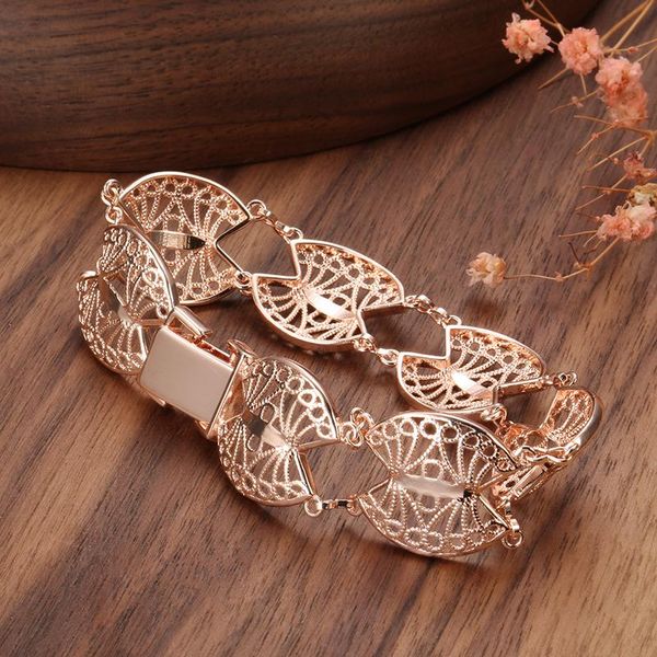 link, chain kinel women girl 585 rose gold bracelet bangle fashion cut out carved flower heart oval wristband chains bracelets, Black
link, chain kinel women girl 585 rose gold bracelet bangle fashion cut out carved flower heart oval wristband chains bracelets, Black