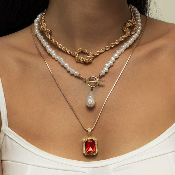 jewelry simple fashion ot buckle pearl personality twist chain square alloy pendant necklace, Silver
jewelry simple fashion ot buckle pearl personality twist chain square alloy pendant necklace, Silver