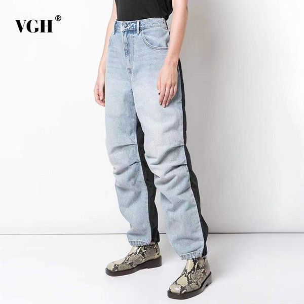 women's jeans vgh streetwear ruched for women high waist wide leg pants patchwork hit color casual female 2021 spring fashion, Blue
women's jeans vgh streetwear ruched for women high waist wide leg pants patchwork hit color casual female 2021 spring fashion, Blue
