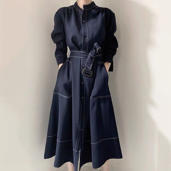 2021 new long-sleeved shirt dress simple stand-up collar waist single-breasted trench coat dress ing, Black;gray
2021 new long-sleeved shirt dress simple stand-up collar waist single-breasted trench coat dress ing, Black;gray