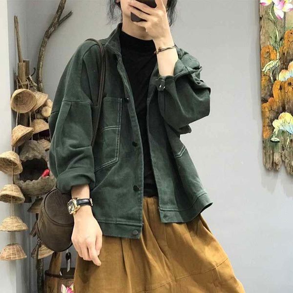 women's jackets 2021 spring autumn arts style women long sleeve loose short coats double pocket design single breasted casual v462, Black;brown
women's jackets 2021 spring autumn arts style women long sleeve loose short coats double pocket design single breasted casual v462, Black;brown