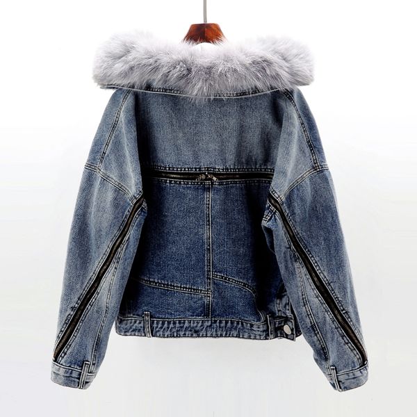 winter denim women removable fox collar rabbit fur liner jeans jacket coat loose back zipper black outerwear female 2cpp, Black;brown
winter denim women removable fox collar rabbit fur liner jeans jacket coat loose back zipper black outerwear female 2cpp, Black;brown