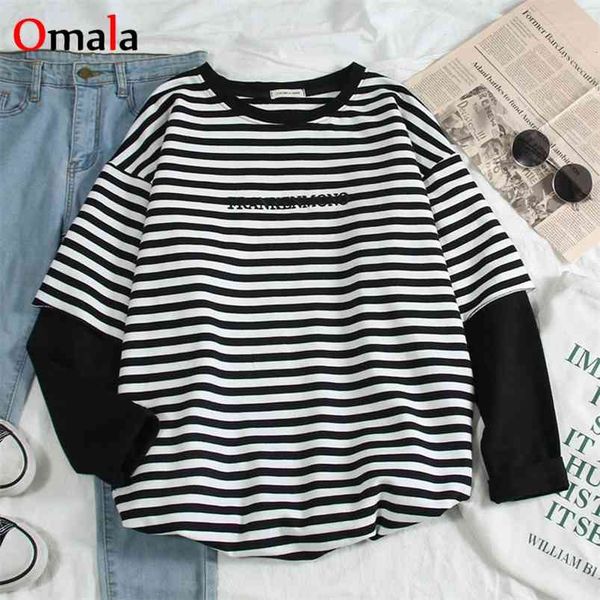 spring women's t-shirts letters stripe patchwork o-neck long sleeve students t-shirt harajuku oversized casual t shirt 210623, White
spring women's t-shirts letters stripe patchwork o-neck long sleeve students t-shirt harajuku oversized casual t shirt 210623, White