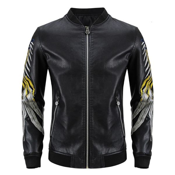 men's embroidered uniform wings baseball winter plutonium motorcycle jackets bomber leather jacket 1dai, Black
men's embroidered uniform wings baseball winter plutonium motorcycle jackets bomber leather jacket 1dai, Black