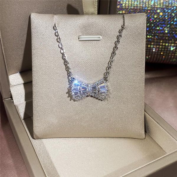 pendant necklaces huitan delicate bow shaped necklace for women luxury inlaid cubic zirconia bridal wedding statement jewelry, Silver
pendant necklaces huitan delicate bow shaped necklace for women luxury inlaid cubic zirconia bridal wedding statement jewelry, Silver