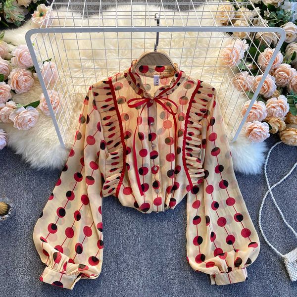 women elegant blouse with a bow spring long lantern sleeve blouses ladies polka dot print casual shirt 210601, White
women elegant blouse with a bow spring long lantern sleeve blouses ladies polka dot print casual shirt 210601, White