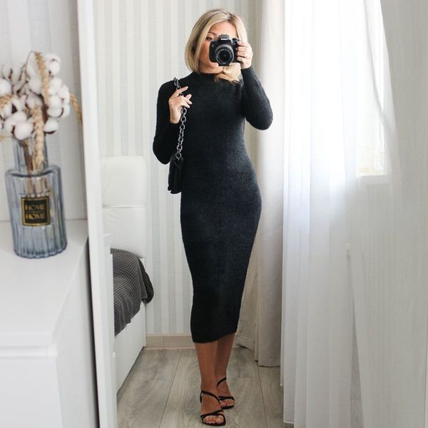 luxury mink cashmere bodycon dresses for women long knit sweater korean fashion winter thick maxi midi dress, Black;gray
luxury mink cashmere bodycon dresses for women long knit sweater korean fashion winter thick maxi midi dress, Black;gray