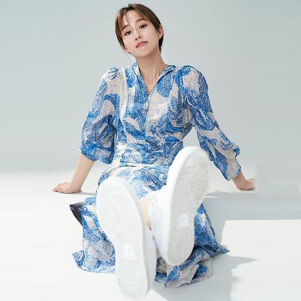 fashion summer 2021 new women's party vintage elegant chic slim lapel print midi chiffon dress tup0, Black;gray
fashion summer 2021 new women's party vintage elegant chic slim lapel print midi chiffon dress tup0, Black;gray
