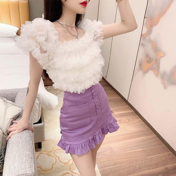 women's blouses & shirts hzirip design sense slash neck solid edible tree ruffles lace 2021 summer chic fashion casual all-match shir, White
women's blouses & shirts hzirip design sense slash neck solid edible tree ruffles lace 2021 summer chic fashion casual all-match shir, White