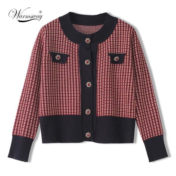 red palaid cardigan vintage spring 2021 women cropped sweater coat full o-neck diamond buckle knit cardigan elegant c-088, White
red palaid cardigan vintage spring 2021 women cropped sweater coat full o-neck diamond buckle knit cardigan elegant c-088, White