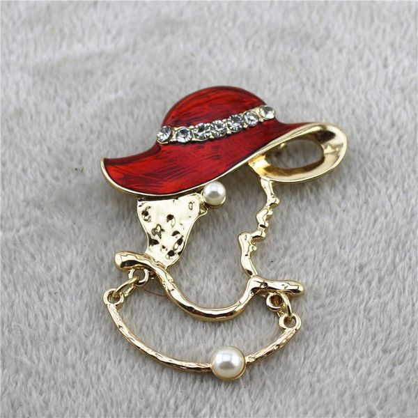 pins, brooches 2021 european and american retro style enamel painted red sun hat hollow portrait fashion brooch, Gray
pins, brooches 2021 european and american retro style enamel painted red sun hat hollow portrait fashion brooch, Gray
