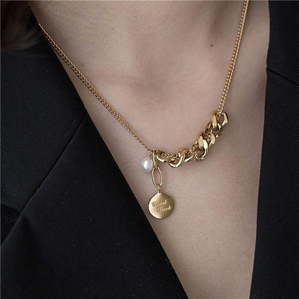 pendant necklaces titanium steel retro light luxury disc necklace female cold wind metal clavicle chain long choker collar women, Silver
pendant necklaces titanium steel retro light luxury disc necklace female cold wind metal clavicle chain long choker collar women, Silver