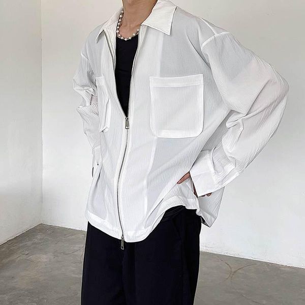 men's casual shirts incerun fashion men shirt transparent solid color lapel zipper long sleeve thin streetwear 2021 camisa masculina 5, White;black
men's casual shirts incerun fashion men shirt transparent solid color lapel zipper long sleeve thin streetwear 2021 camisa masculina 5, White;black