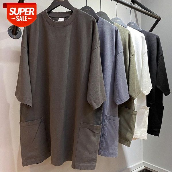 oversize loose round neck short sleeve men and women big pocket retro frayed solid color hip-hop t-shirt #um0z, White;black
oversize loose round neck short sleeve men and women big pocket retro frayed solid color hip-hop t-shirt #um0z, White;black