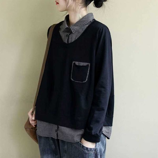 spring autumn arts style women long sleeve loose pullovers fake two piece turn-down collar patchwork casual hoodies m696 210608, Black
spring autumn arts style women long sleeve loose pullovers fake two piece turn-down collar patchwork casual hoodies m696 210608, Black