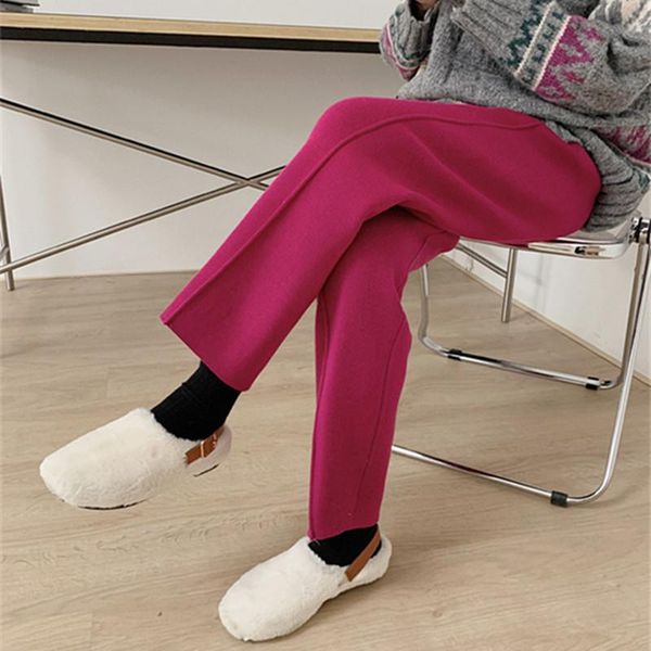 women's pants & capris minimalist elastic high waist thick knitted women 2021 spring autumn casual straight trousers female, Black;white
women's pants & capris minimalist elastic high waist thick knitted women 2021 spring autumn casual straight trousers female, Black;white