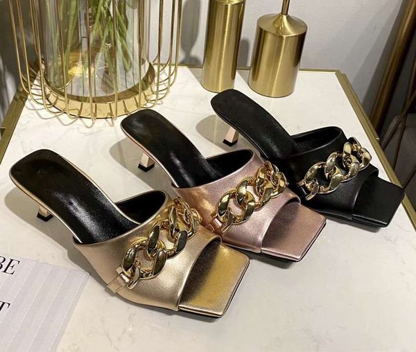 mental color slippers women real leather chain decor female shoes casual slippers mid heels designer woman shoe luxury brand chic medusa, Black
mental color slippers women real leather chain decor female shoes casual slippers mid heels designer woman shoe luxury brand chic medusa, Black