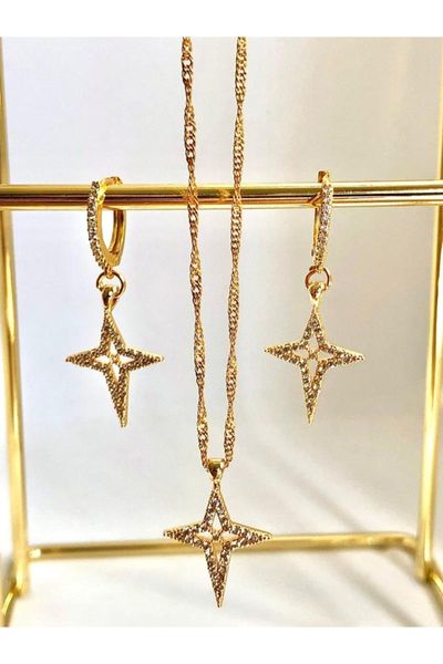 Earrings & Necklace Women's Fashion Jewelry Yellow Zircon Star Gold Plated Sets, Silver
Earrings & Necklace Women's Fashion Jewelry Yellow Zircon Star Gold Plated Sets, Silver