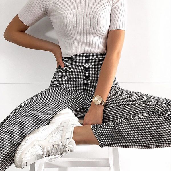 2021 new women elegant high waist plaid autumn pencil ny casual office lady trousers winter slim black england style pant cfn6, Black;white
2021 new women elegant high waist plaid autumn pencil ny casual office lady trousers winter slim black england style pant cfn6, Black;white