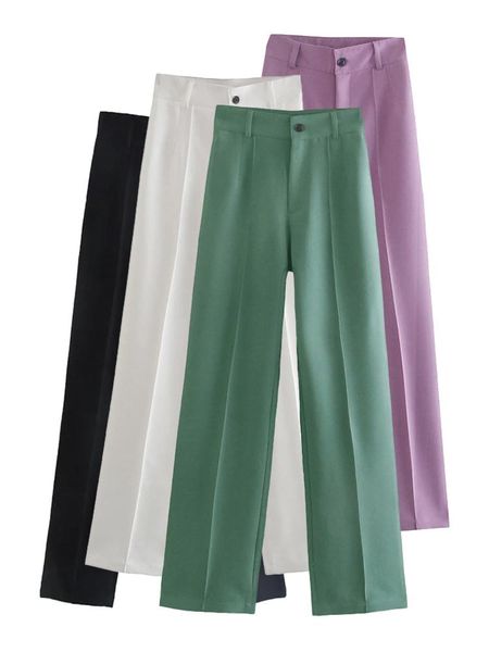 women's pants & capris zhenbaili 2022 za women pant casual high waist chic office ladies female elegant beige straight suit solid butto, Black;white
women's pants & capris zhenbaili 2022 za women pant casual high waist chic office ladies female elegant beige straight suit solid butto, Black;white