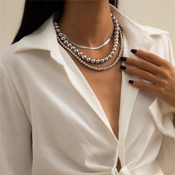 chains 3pcs/set flat filmy snake chain beaded choker necklaces for women men bohemian gold statement jewelry, Silver
chains 3pcs/set flat filmy snake chain beaded choker necklaces for women men bohemian gold statement jewelry, Silver