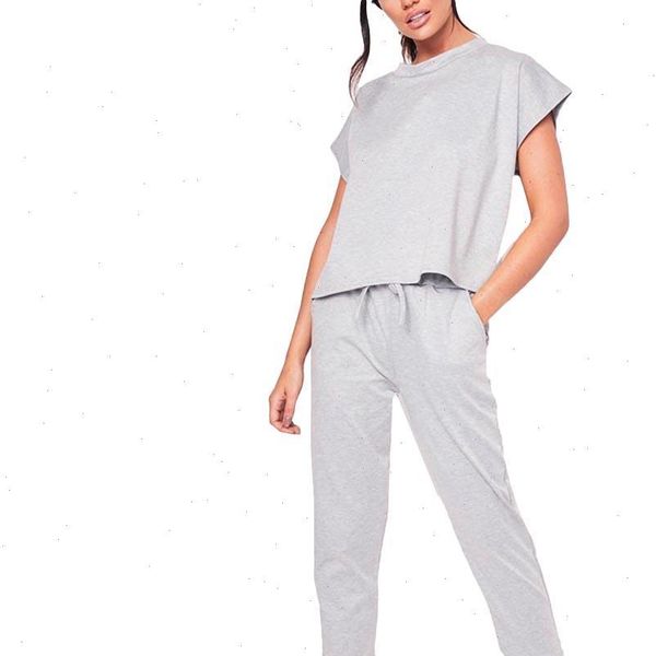 2021 new women tracksuit 2pcs set women jogging suit loose short sleeve t shirt lace up pants sport tracksuit, Gray
2021 new women tracksuit 2pcs set women jogging suit loose short sleeve t shirt lace up pants sport tracksuit, Gray
