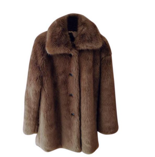 new winter shaggy single-breasted buttons lapel faux fur coat keep warm furry fur mid long women jacket outerwear, Black
new winter shaggy single-breasted buttons lapel faux fur coat keep warm furry fur mid long women jacket outerwear, Black